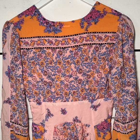 Free People Mixin It Up Long Sleeve Mini Dress Bright Paisley Print - Picture 9 of 14